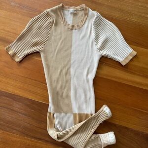 FP Movement by Free People Ribbed Bodysuit in Beige and Tan